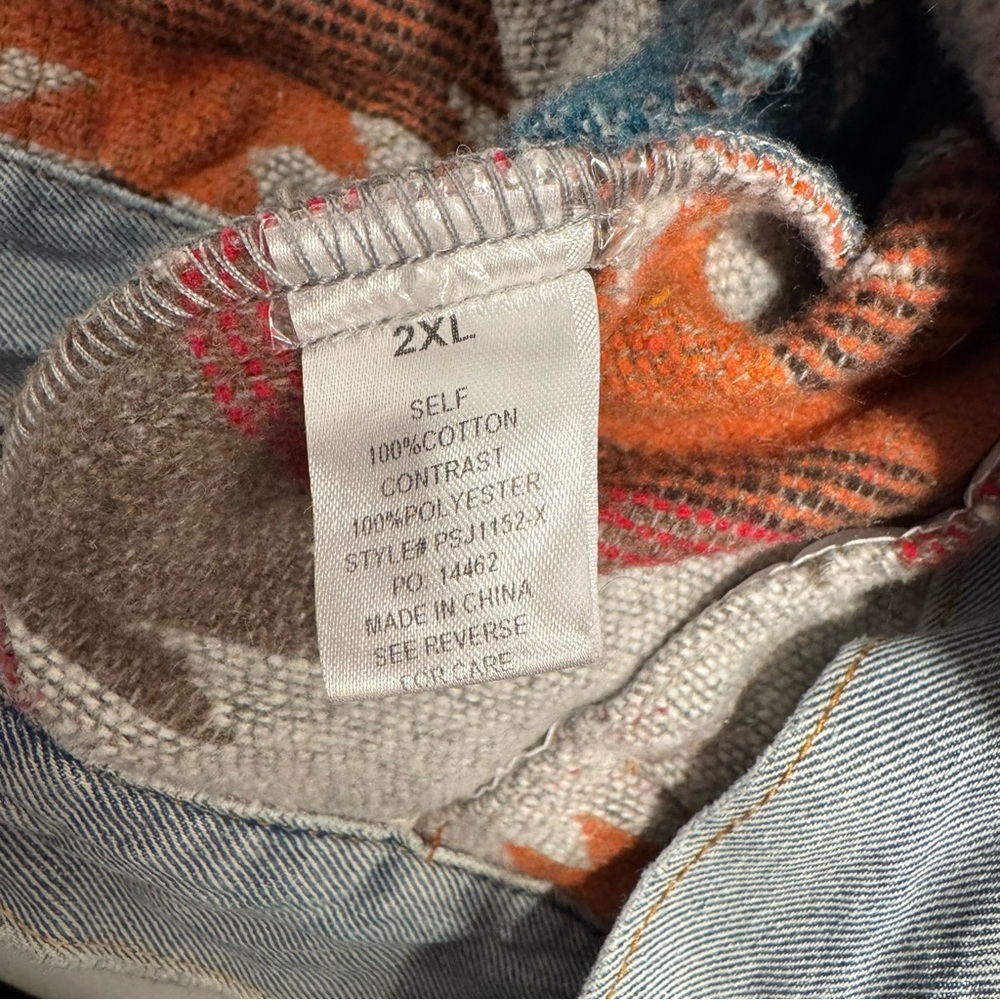 Southwestern Colorful Denim Jacket with Aztec Pattern Western XXL 2X - Picture 9 of 10